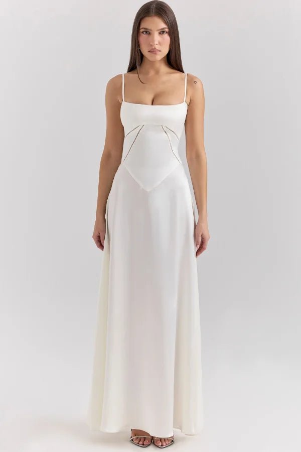 Gabrielle - Elegant White Corset Maxi Dress for Women