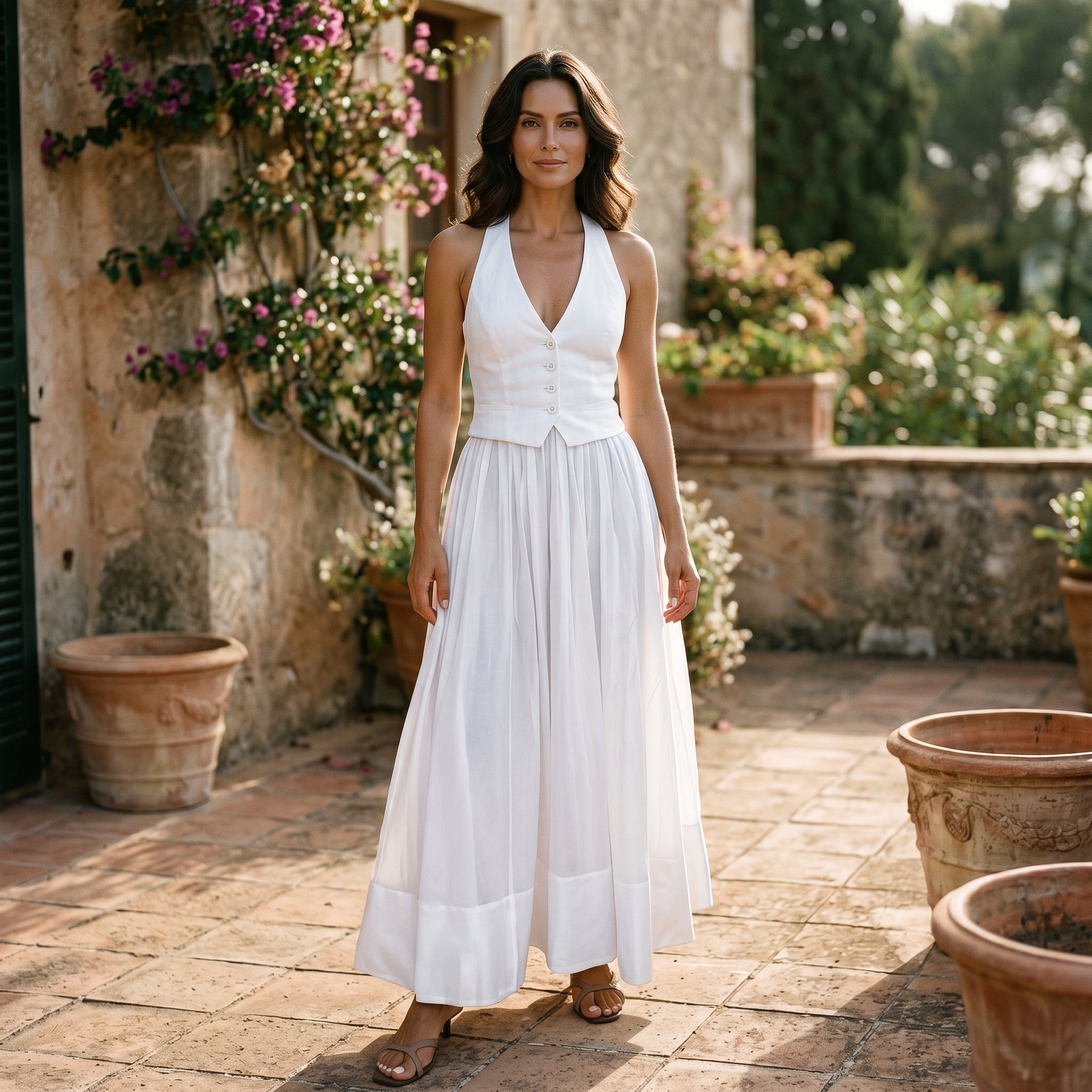 Hazel - Elegant White Summer Maxi Dress