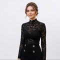 Isadora - Elegant Floral Lace High Neck Blouse