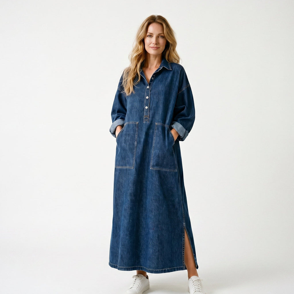 Margot - Oversized Denim Maxi Dress for Women