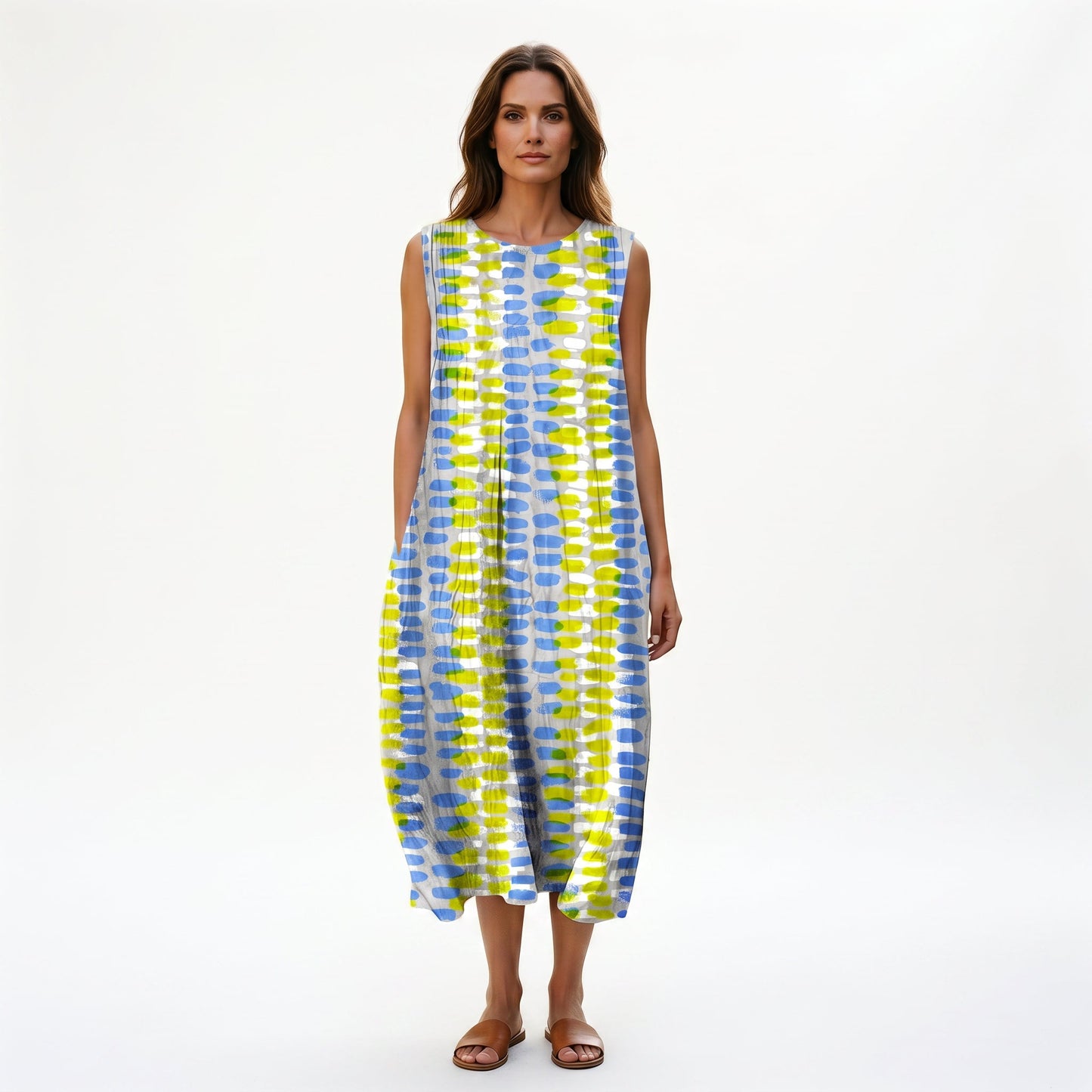 Adriana - Casual Breezy Summer Dress in Color-Block Plaid