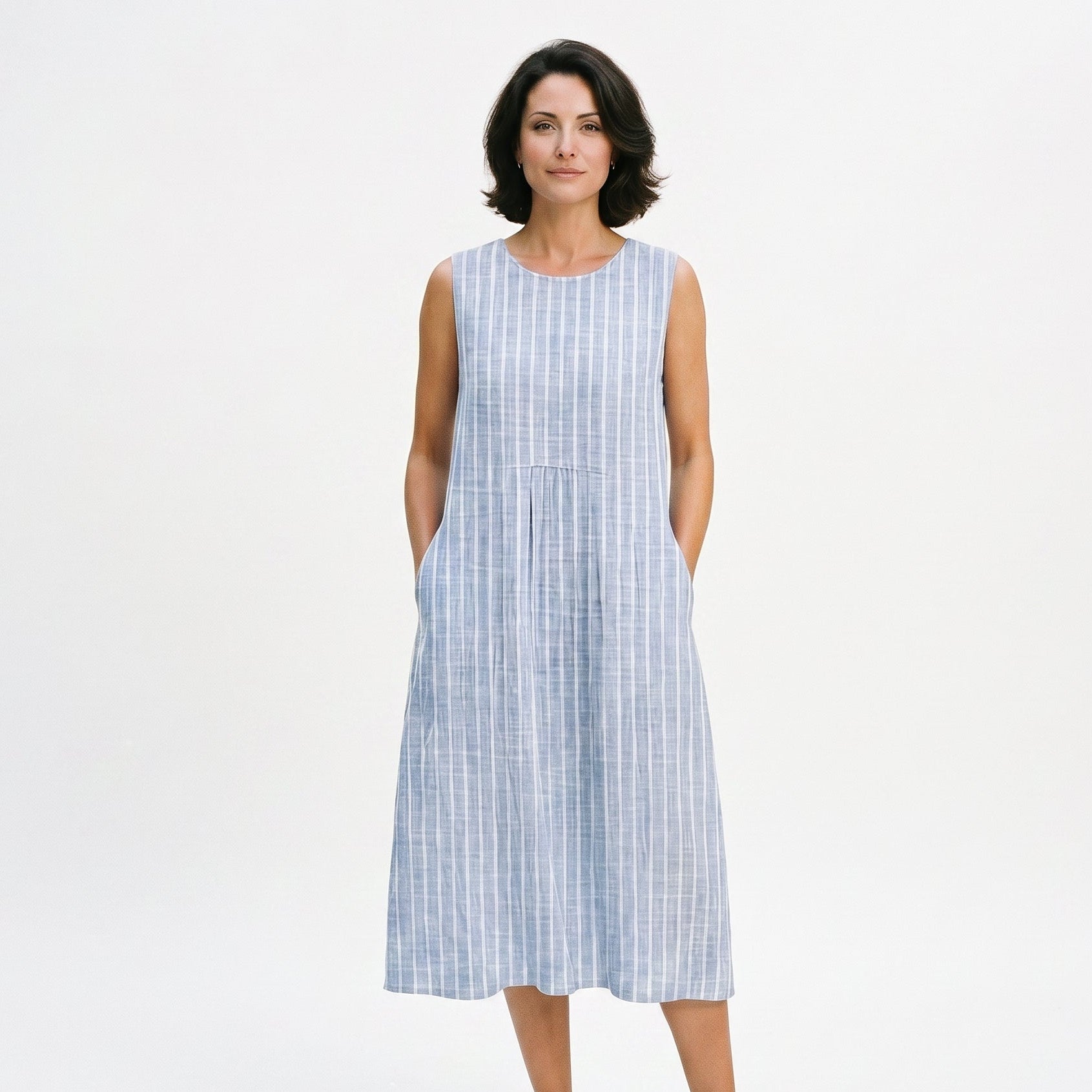 Adriana - Casual Breezy Summer Dress in Color-Block Plaid
