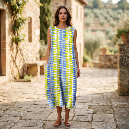 Adriana - Casual Breezy Summer Dress in Color-Block Plaid