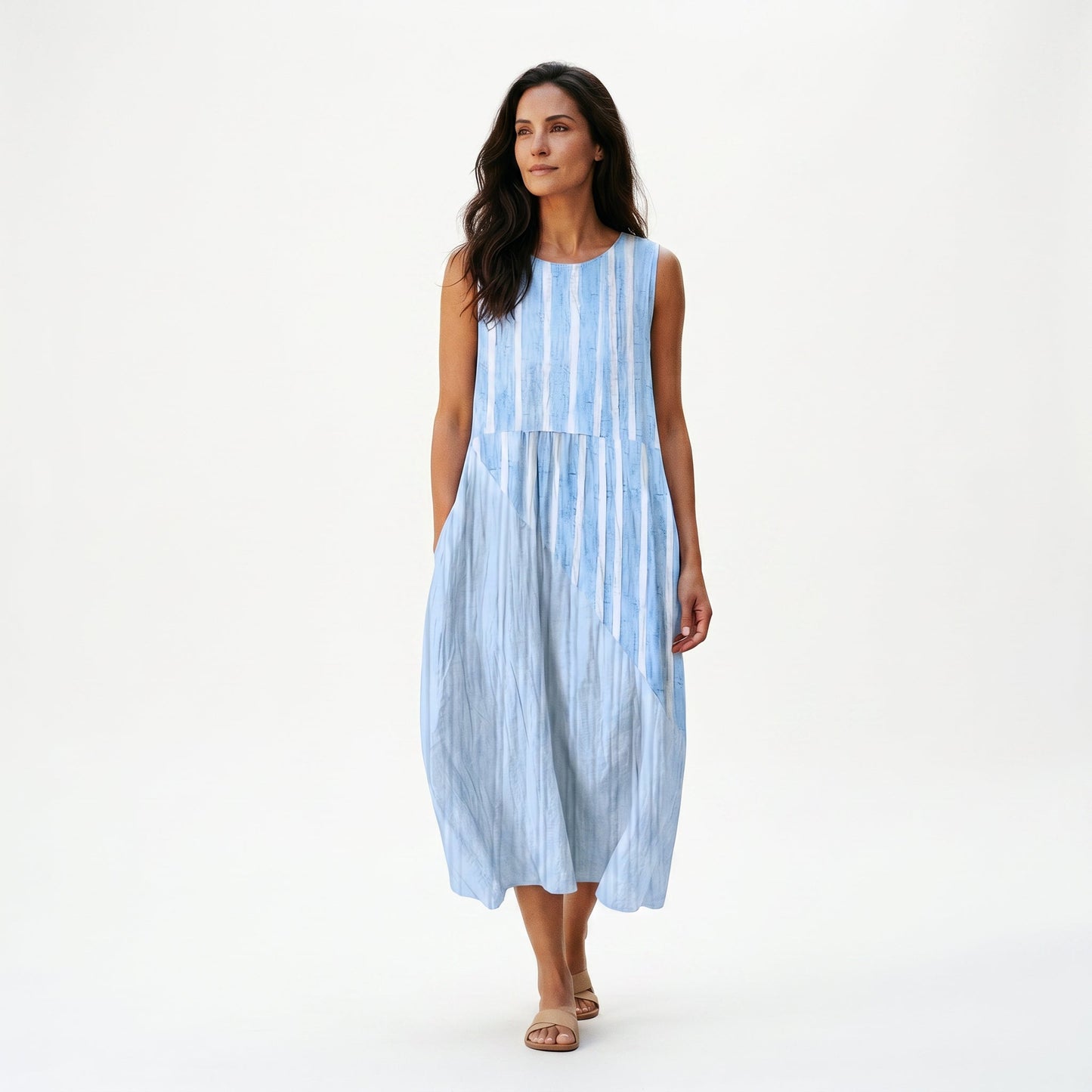 Adriana - Casual Breezy Summer Dress in Color-Block Plaid
