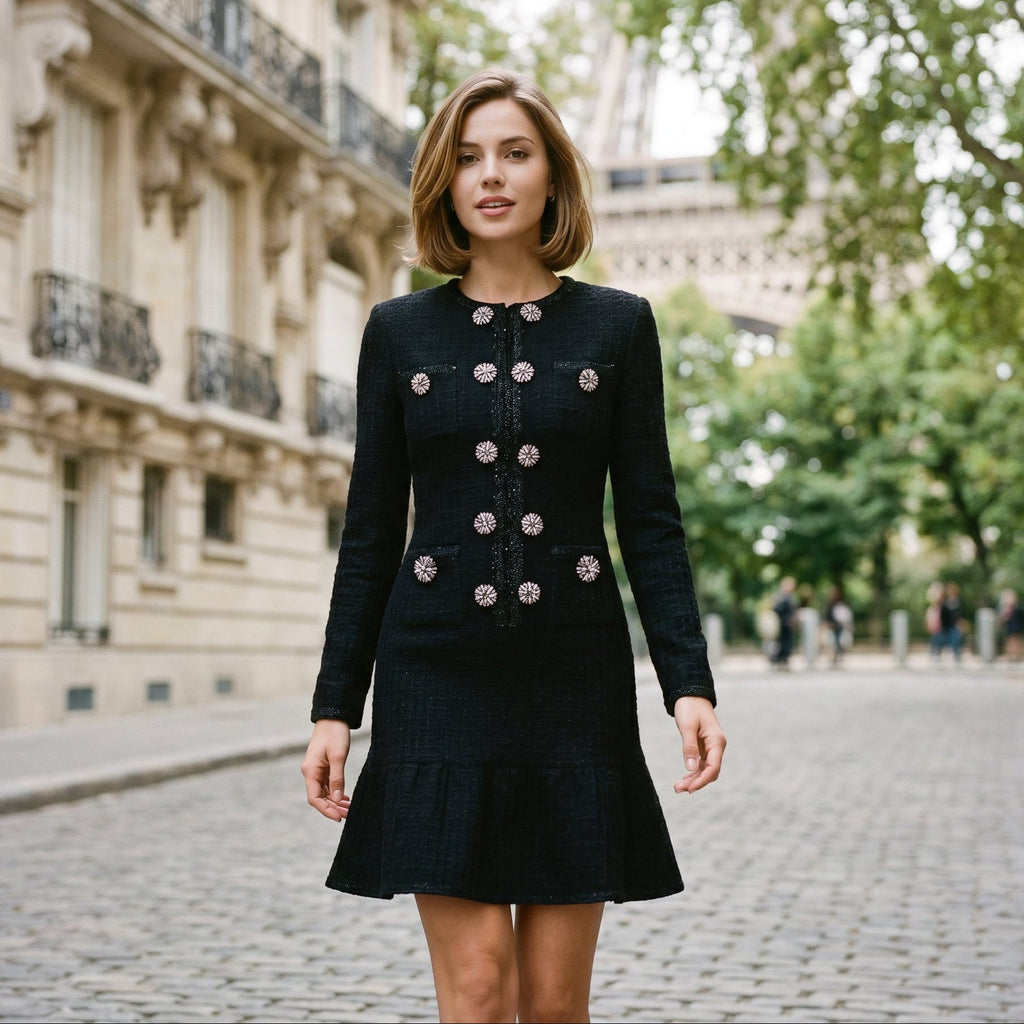 Mia - Elegant Autumn Double Breasted Knit Dress for Women