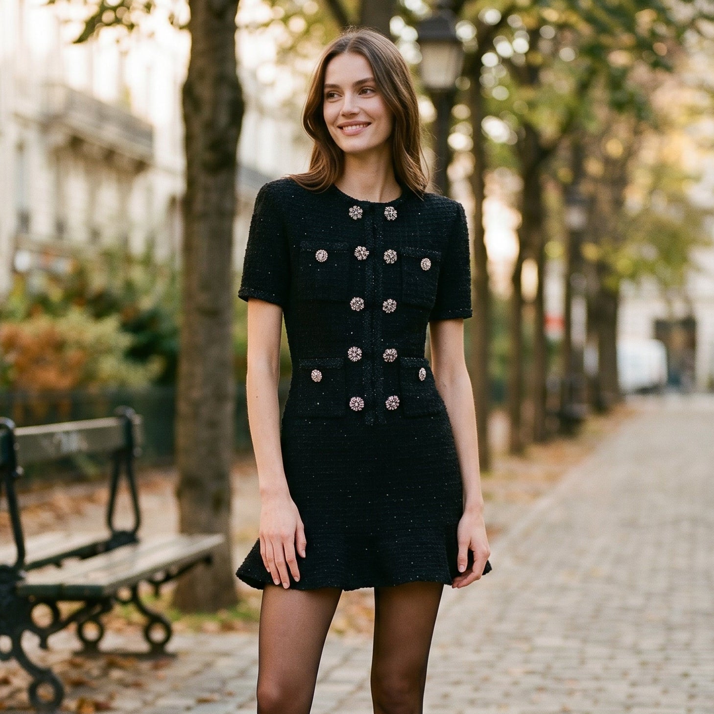 Mia - Elegant Autumn Double Breasted Knit Dress for Women