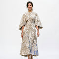 Maria - Elegant Floral Kimono Sleeve Midi Dress for Wedding Guests