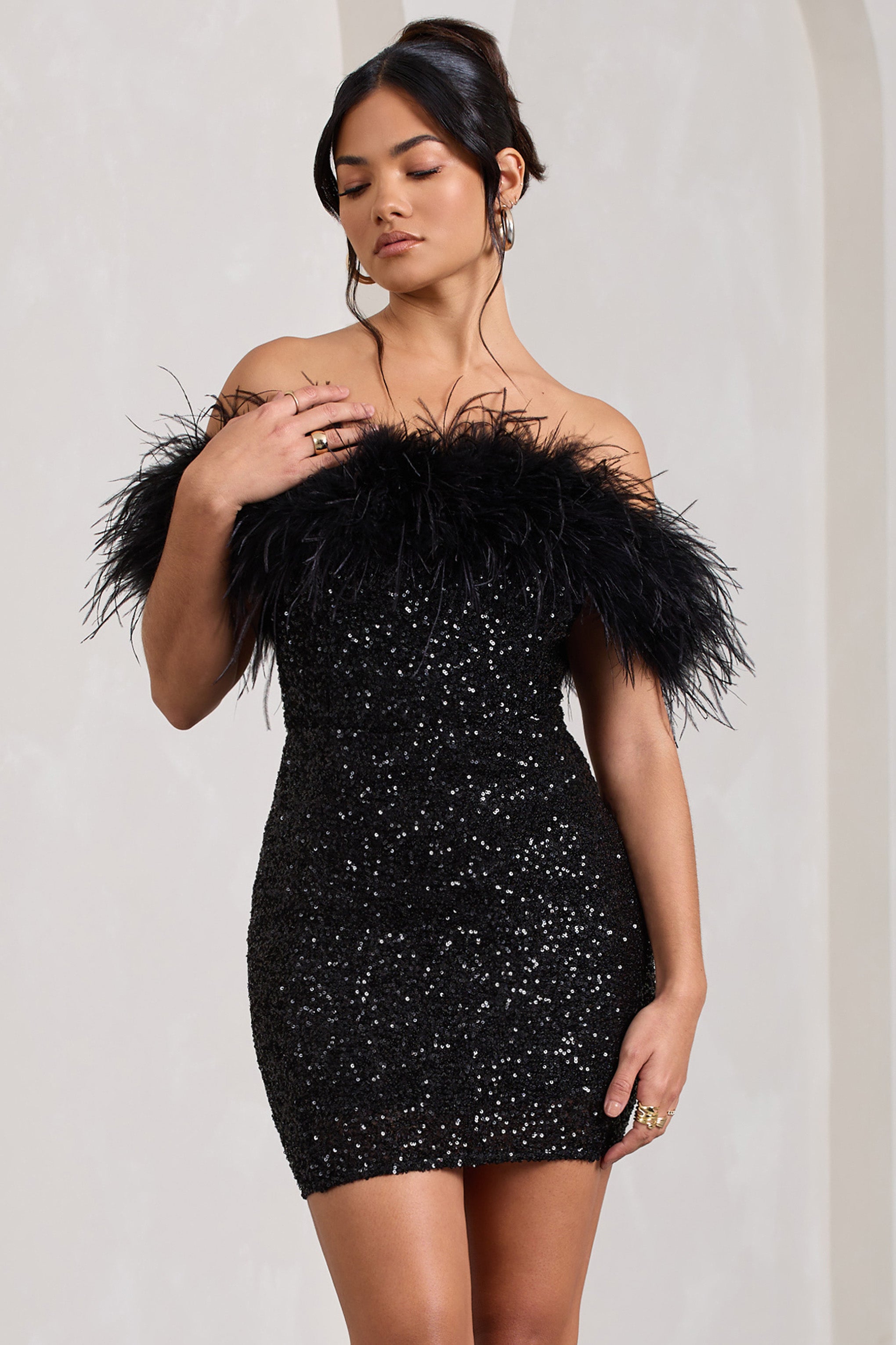 Mia | Elegant Black Glitter Mini Dress for Women
