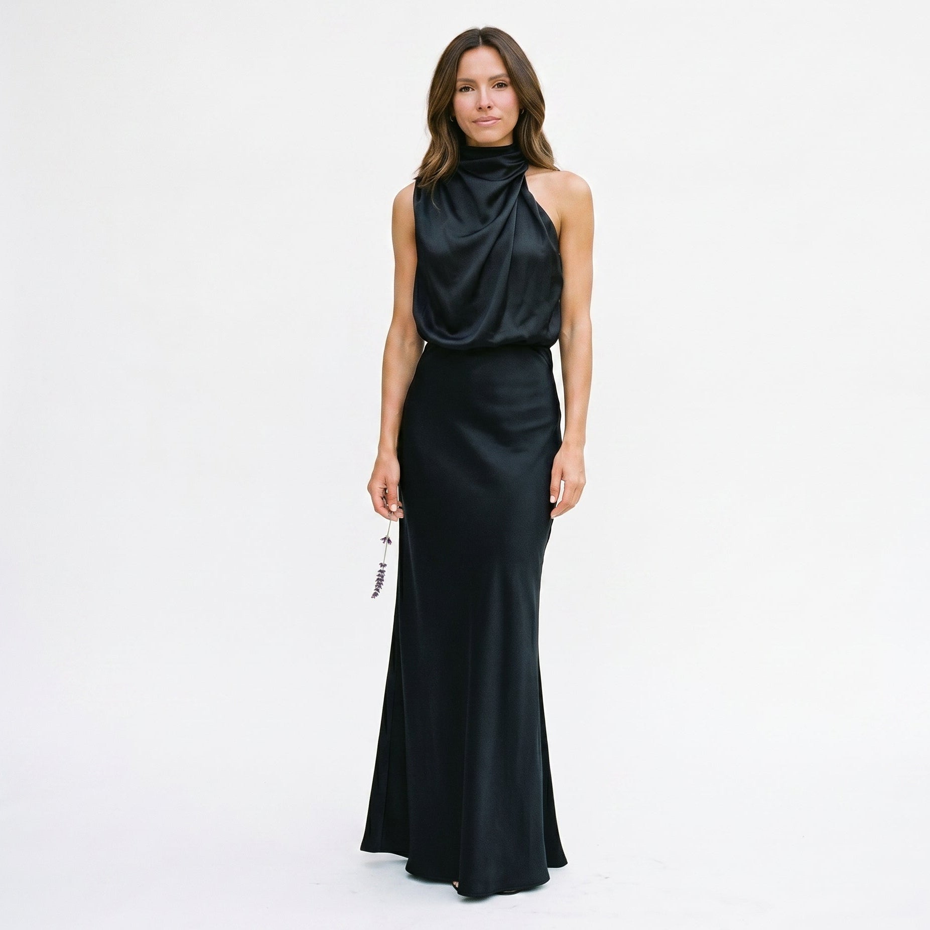 Olivia - Elegant Draped Summer Midi Dress for Weddings