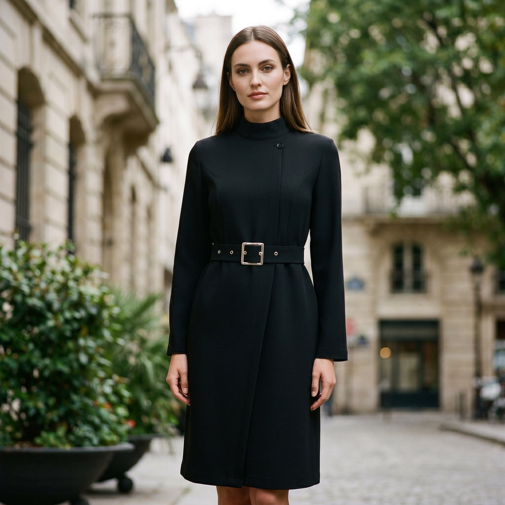 Sabrina - Elegant Black A-Line Dress for Women