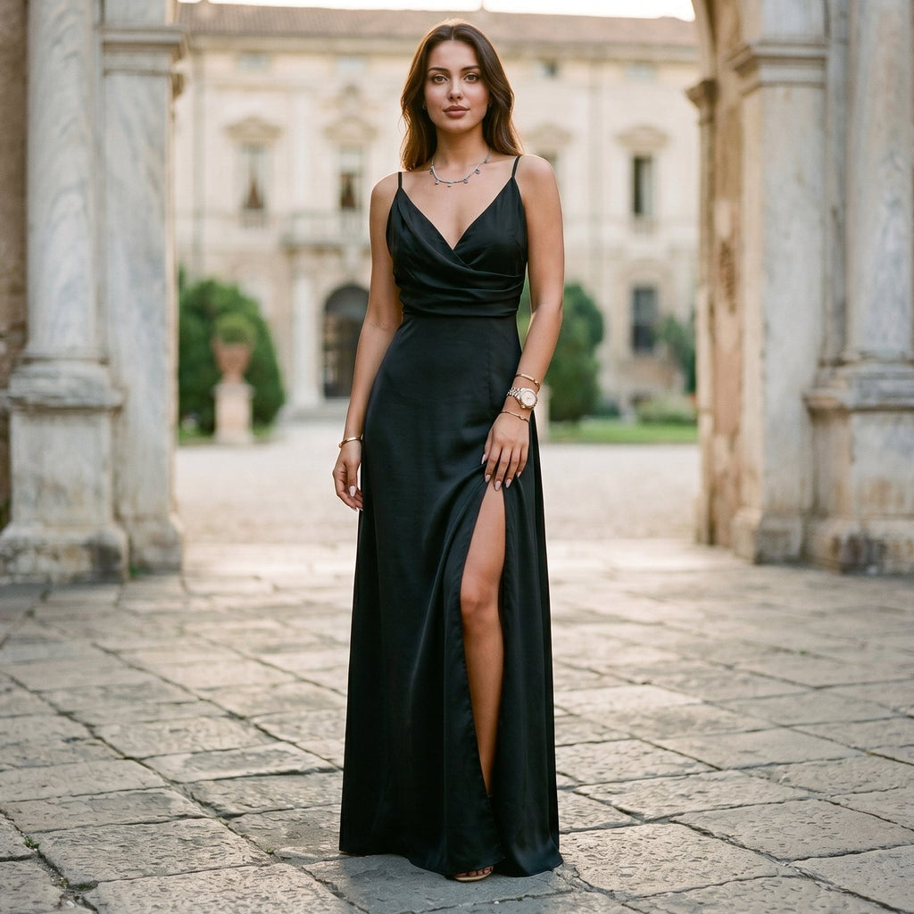 Seraphina - Elegant Black Maxi Dress for Formal Occasions