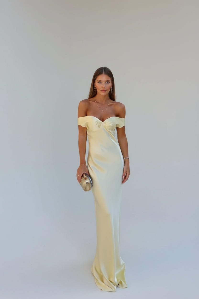 Sophie | Elegant Black Satin Maxi Dress for Women
