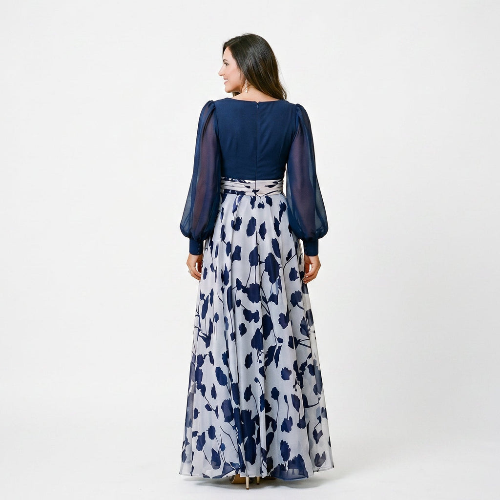 Valentina - Elegant Floral Print Maxi Dress